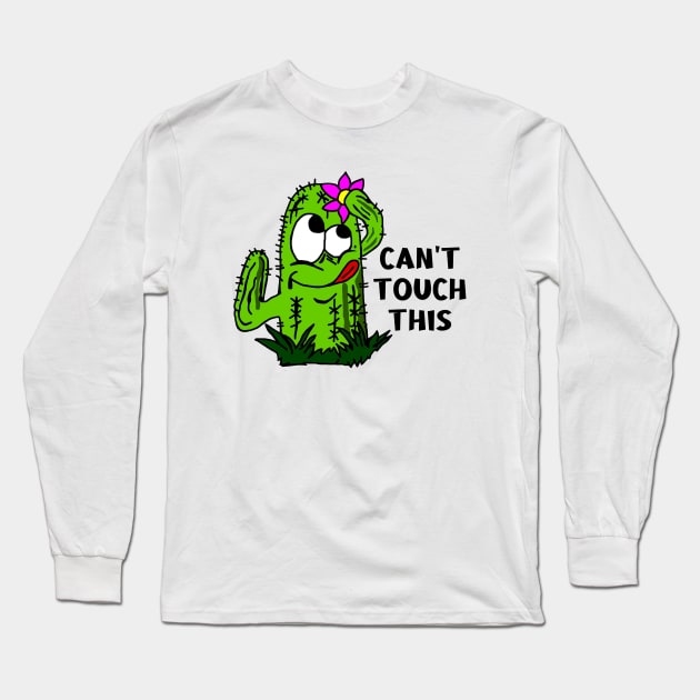 Funny Cartoon Cactus Long Sleeve T-Shirt by imphavok